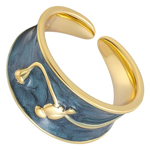Veemoon Eleganter Verstellbarer Fingerring für Frauen Emaille Ring mit Muster Leicht Hautfreundlich für Besondere Anlässe von Veemoon