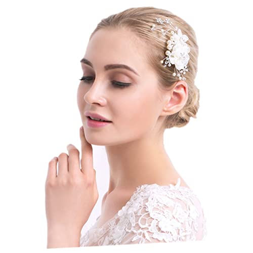 Veemoon Eleganter Weißer Haarkamm mit Kristallblumen Strahlender Brautschmuck für Hochzeit und Party Zarter Strassbesatz Leicht zu Befestigen Geeignet für Braut und Brautjungfer von Veemoon