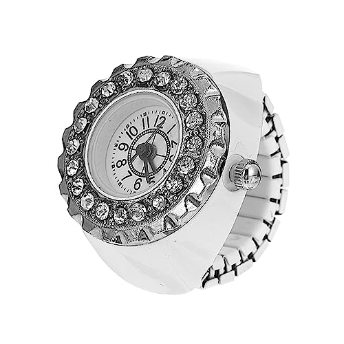 Veemoon Elektronische Ringuhr Als Schmuckuhr Für Damen Kleine Fingeruhr Mit Edelstein-Optik Dekorative Uhr Zum Tragen Praktische Zeitansage von Veemoon