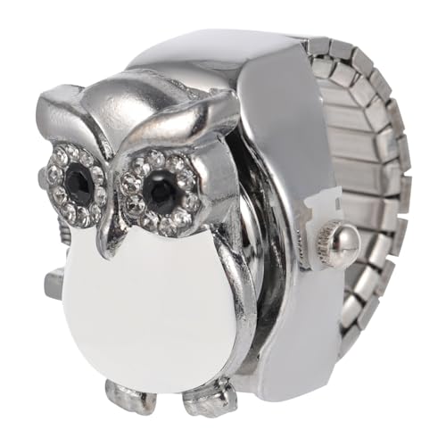 Veemoon Vintage Eulenmuster Ring Uhr Für Finger Kreative Mit Flip-up Cover Retro Design Praktische Schmuckuhr Für Damen Und Mädchen Präzise Zeitmessung Dekorativer Fingerring von Veemoon