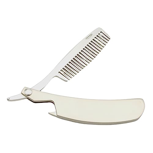 Veemoon Stabiler Haarkamm für Männer Faltbar Antistatisch Zinklegierung Tragbar Bartkamm Friseurzubehör für Styling und Massage von Veemoon