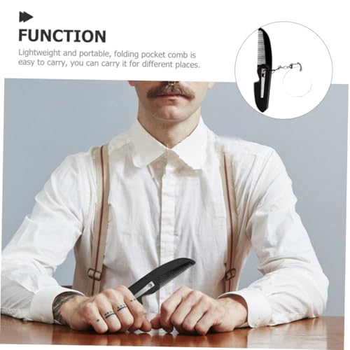Veemoon Faltbarer Feinzahn kamm mit Schlüsselanhänger und Ovalspiegel Kompakter Herren Taschenkamm für Bartpflege Tragbar Robust Platzsparend Vielseitig für Unterwegs und Reisegebrauch von Veemoon