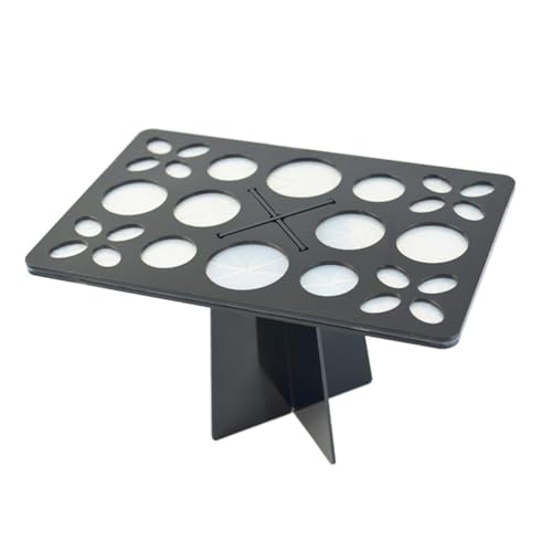 Veemoon Faltbarer Make Up Pinselhalter Schwarz Lufttrocknender Kosmetik Organizer mit Geneigtem Design Tragbarer Make Up Pinsel Trockenständer Platzsparender Pinselständer für von Veemoon