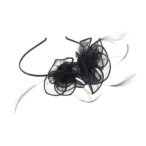 Veemoon Dunkelblaues Fascinator Stirnband mit Doppelter Blume und Netz Elegantes Accessoire für Damen Hochzeitsfascinator Teeparty Hut Stilvoller Kopfschmuck für Besondere Anlässe von Veemoon