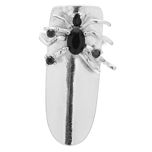 Veemoon Fingernagelring Spinne Offener Ring Legierung mit Strass für Damen Langlebiger Nagelring für Besondere Anlässe Einfaches Design Modischer Fingerschmuck von Veemoon