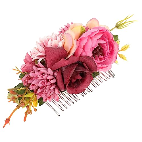 Veemoon Floraler Haarkamm mit Künstlichen Rosen Eleganter Brautschmuck Dekoratives Haaraccessoire für Hochzeit Brautjungfer Verlobung und Festliche Anlässe Bequem und Einfach zu Tragen von Veemoon