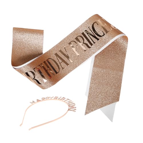 Veemoon Geburtstags Schärpe und Verstellbares Stirnband für Damen Glitzernde Prinzessin Krone mit Sicherem Verschluss Vielseitiges Party Set für Festliche Anlässe von Veemoon