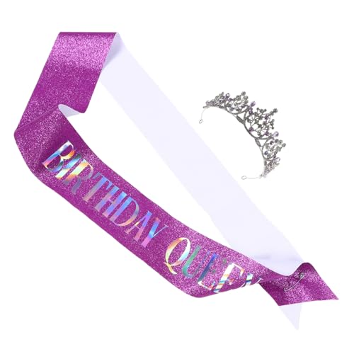 Veemoon Geburtstagskrone und Schärpe Set für Damen Glänzendes Stirnband und Multifunktionale Schultertasche und Pailletten Design Bequemer Luxuriöser Party Accessoire für Geburtstagsparty von Veemoon