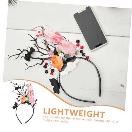 Veemoon Geisterschädel Stirnband Halloween Kostümkopfbedeckung Gruseliges Haarband Kostümparty Schmetterlings-stirnband Tag Der Toten Kostüm Mexikanische Blumenkrone Baumast-stirnband von Veemoon