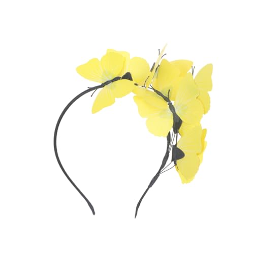 Veemoon Gelber Blumenkranz Haarreif Damen Leicht Elegant Design Hochzeitsfest Haarschmuck Braut Party Kopfschmuck von Veemoon