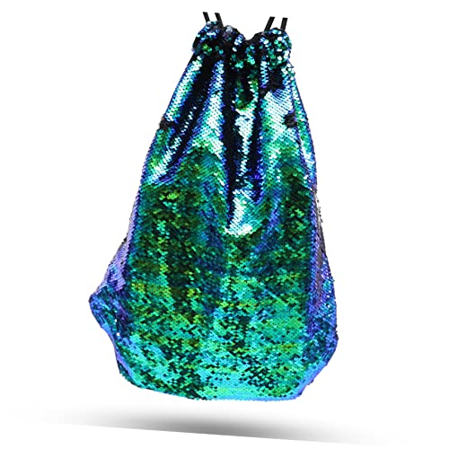 Veemoon Grüne Pailletten Tasche Mit Kordelzug Turnbeutel Mit Innentasche Für Kleinigkeiten Kordelzugrucksack Paillettentasche von Veemoon