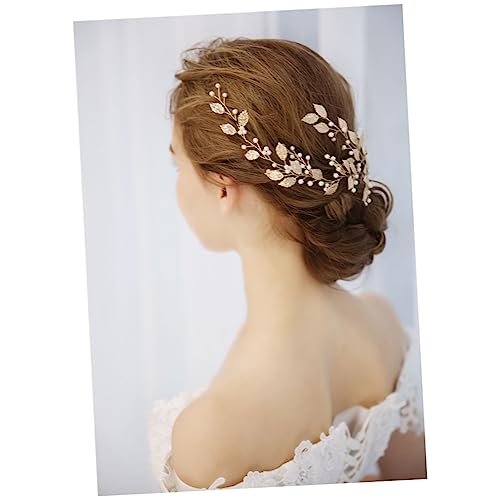 Veemoon Goldenes Perlen Haarband mit Filigranen Designs Handgefertigtes Braut Haarschmuck für Hochzeit Brautjungfern und Festliche Anlässe Stirnband für Damen von Veemoon
