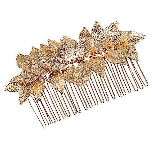 Veemoon Goldfarbener Haarkamm mit Blattdesign Leichter Brautschmuck Haarkamm für Hochzeit Vintage Accessoire für Braut und Brautjungfer Vielseitiger Haarschmuck für Festliche Anlässe von Veemoon