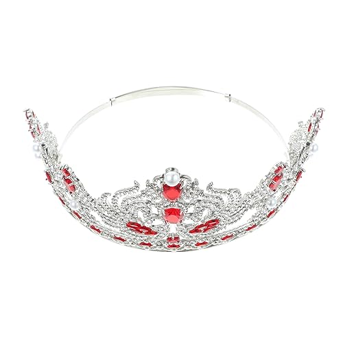 Veemoon Große Barock Hochzeitskrone mit Roten Zirkonia Verstellbare Braut Tiara Eleganter Haarschmuck für Hochzeit Party und Festliche Anlässe Komfortabel und Vielseitig Geeignet von Veemoon