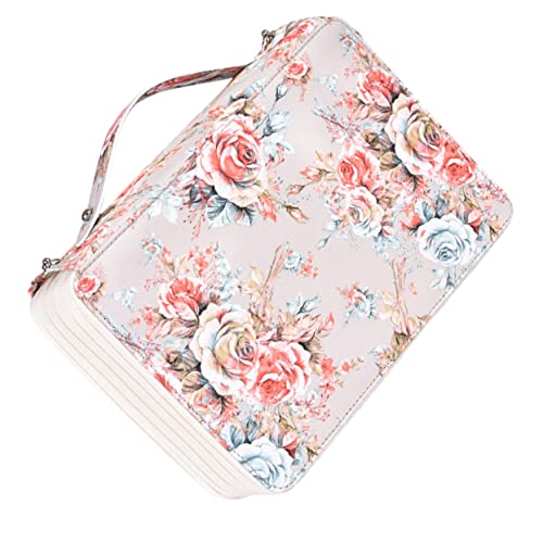 Veemoon Großes Mäppchen mit Rosenmuster Mehrschichtige Zeichnung Stifttasche mit Tragegriff Langlebige Aufbewahrungstasche für Künstler und Schüler Schutz vor Kratzern Praktische von Veemoon