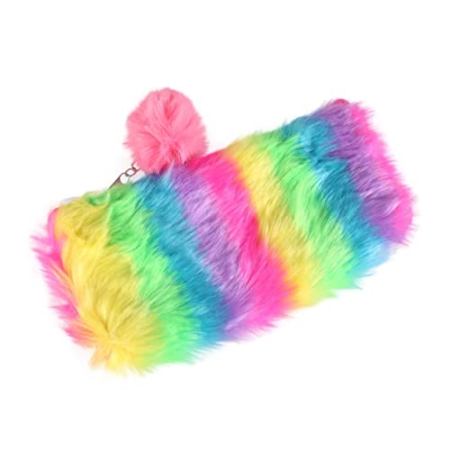 Veemoon Regenbogen Plüsch Federmäppchen Große Kapazität Stift Aufbewahrungstasche Für Schule Und Büro Leicht Und Tragbar Für Künstler Und Schüler Mit Reißverschluss Und Weichem von Veemoon