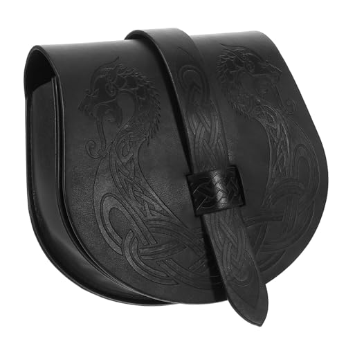 Veemoon Mittelalterliche Gürteltasche im Stil Retro Cosplay Hüfttasche Kunstleder Tragbare Renaissance Satteltasche für Männer Auffälliges Design für Partys und Events von Veemoon