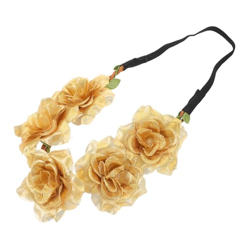 Veemoon Haarband für Partys Goldene Blütenkrone für Mädchen und Leicht und Rutschfest für Cosplay und Fotoshootings Dekoratives Haarschmuck für Hochzeiten und Feiern von Veemoon