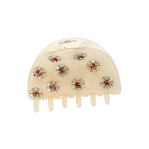 Veemoon Haarklammer für Damen Halbrund mit Funkelnden Strasssteinen Robuster Acryl Haarclip Einfacher Modischer Haarschmuck für Mädchen Geeignet für Alltag Reisen und Verschiedene von Veemoon