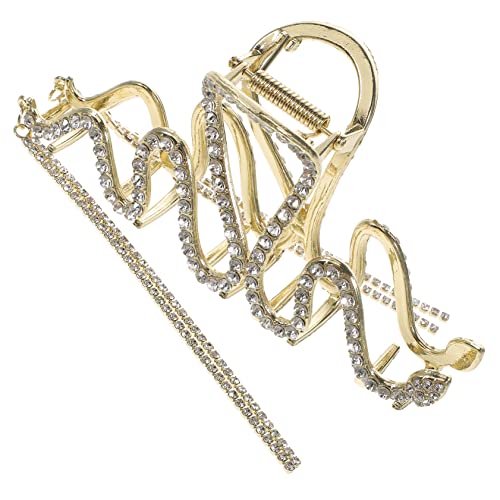Veemoon Haarkrallenclip Groß mit Strasssteinen Stabile Legierung Haarklammer für Dickes Haar Modischer Tassel Haarschmuck für Damen Langlebiger Haarclip für Styling von Veemoon