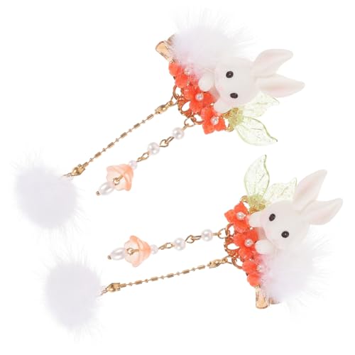 Veemoon Haarspangen mit Hasen und Quasten Süße Retro Haarklammern für Mädchen Ostern Haaraccessoires für Schule und Partys Farbenfrohes Design von Veemoon