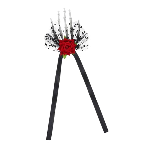 Veemoon Halloween Haarschmuck Skelett Hand Haarclip mit Rosenblüte Leichter Bequemer Haarklammer für Mädchen Dekoratives Halloween Accessoire für Hexen und Geisterkostüme von Veemoon