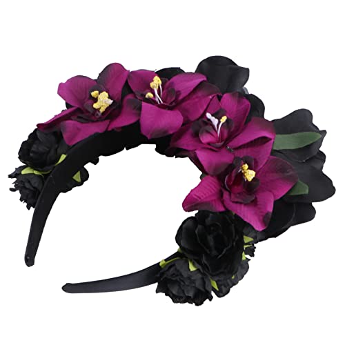 Veemoon Halloween Haarschmuck Vintage Stoff Rosen Haarreif Party Kopfschmuck Damen Catrina Tag der Toten Kostüm Zubehör Zufällige Farbe Zufällige Farbe von Veemoon