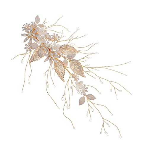 Veemoon Handgefertigte Goldene Blumen Haarspange Braut Haarschmuck Hochzeit Abendkleid Accessoire für Frauen Jeden Alters Geeignet für Besondere Anlässe und Festliche Feiern von Veemoon