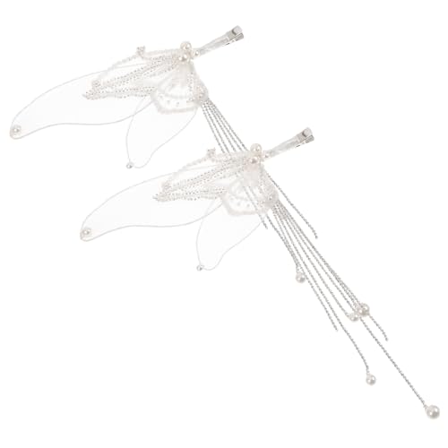 Veemoon Handgefertigte Perlen Quasten Haarklammern Schmetterling Stil Hochzeits Haarclips Damen Haarschmuck für Braut und Festliche Anlässe von Veemoon