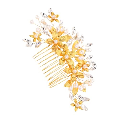 Veemoon Handgefertigter Braut Haarkamm aus Langlebiger Legierung Goldfarbener Schmuck Haarkamm für Hochzeit Stabiler Haarschmuck für Braut Brautjungfern Accessoire für Festliche Anlässe von Veemoon