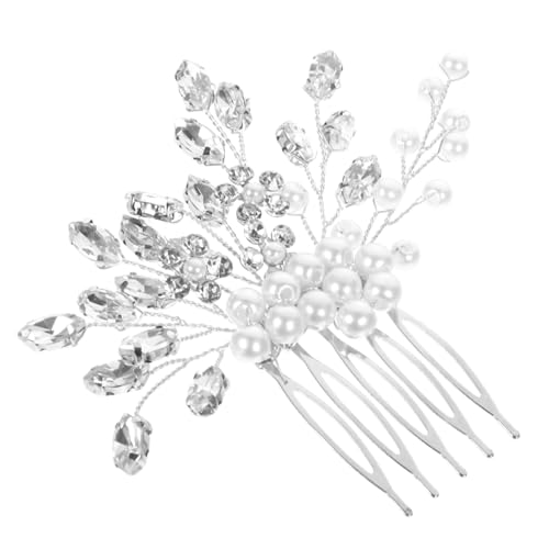 Veemoon Handgefertigter Braut Haarkamm mit Perlen und Glassteinen Eleganter Hochzeitsschmuck Leichter Metallkamm für Damen Modisches Accessoire für Braut und Brautjungfern von Veemoon