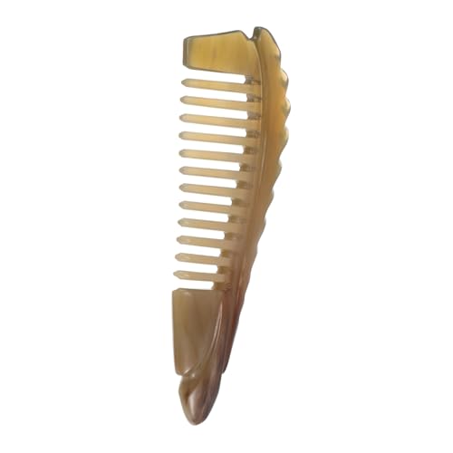 Veemoon Handgefertigter Breitzinkiger Kamm aus Natürlichem Rinderhorn Anti-static Detangling Styling-tool für Frauen mit Lockigem und Welligem Haar Tragbar und Schonend von Veemoon