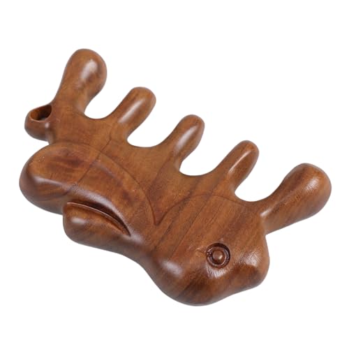 Veemoon Handgefertigter Holz Massagekamm mit Zähnen Multifunktionales Gua Sha Tool zur Kopfhautmassage für Männer und Frauen Entspannender Ganzkörper Massagekamm in Hasenform von Veemoon