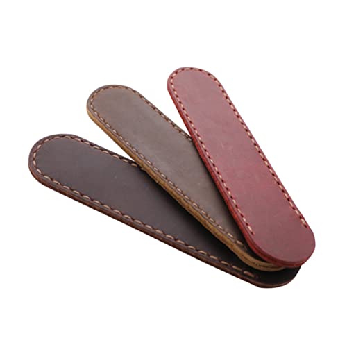 Veemoon Handgefertigtes Leder Stiftetui Pen Schutzhülle Einzeln Weinrot Für Büro Schule von Veemoon