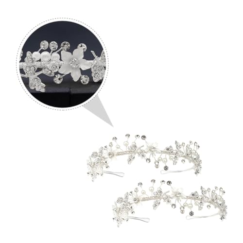 Veemoon Handgefertigtes Perlen haarband Silber Hochzeit Haarschmuck Braut Accessoire Eleganter Feen stirnband für Damen und Mädchen von Veemoon
