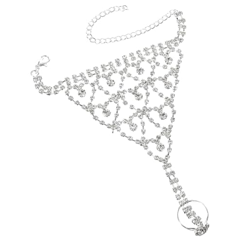 Veemoon Hübsches Handkette-armband Mit Fingerring Aus Kupfer Und Kristallen Verstellbar Und Leicht Perfekter Brautschmuck Für Frauen von Veemoon