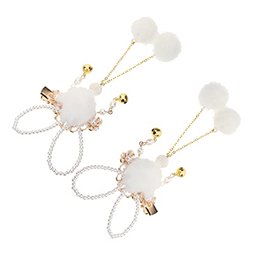 Veemoon Hasenohren Haarclip Haaraccessoire mit Weichem und Perlen Süßes Stirnband für Mädchen Festliche Dekoration für Party Karneval Cosplay und Geburtstagsfeiern von Veemoon