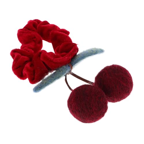 Veemoon Herbstlicher Roter Kirsch Haargummi aus Weichem Filz Stabiler Süßes Mädchen Haaraccessoire für Festliche Anlässe und Täglichen Komfort von Veemoon