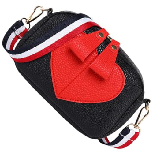 Veemoon Stylische Umhängetasche PU mit Herzmuster für Mädchen Praktische Crossbody Tasche Große Münzbörse für Handy und Kleingeld für Abendessen und Partys von Veemoon