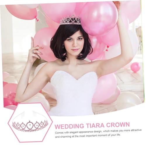 Veemoon Hochzeit Haarschmuck Strass Tiara Braut Kopfschmuck Rosa Kristallkrone für Party Fotoshooting Brautjungfer Festlicher Haarschmuck von Veemoon