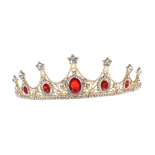 Veemoon Hochzeit Krone Haarschmuck mit Strasssteinen Retro Stil Braut Tiara Leichter Kopfschmuck für Feier Braut Party und Besondere Anlässe Goldfarbene Verzierte Haarkrone von Veemoon