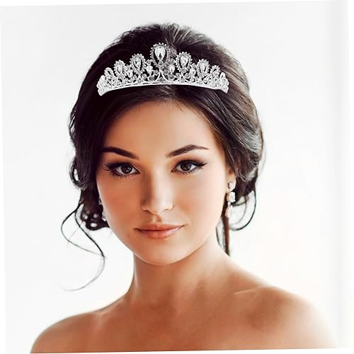 Veemoon Hochzeit Tiara Krone Braut Diadem mit Funkelnden Strasssteinen Leichtes Kopfschmuck für Damen Verstellbar und Komfortabel Festlicher Brautschmuck für Hochzeit und Party von Veemoon