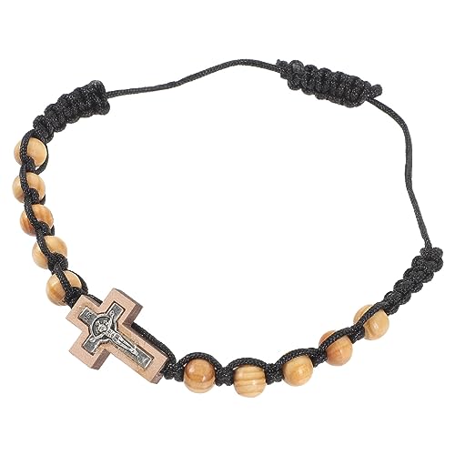 Veemoon Holz Gebetsperlen Armband mit Anhänger Verstellbare Schnur Dekoratives Rosenkranzarmband Modisches Gebetsarmband für Damen Herren Langlebig im Design Veemoon Holz Gebetsperlen Armband mit Anhänger Verstellbare Schnur Dekoratives Rosenkranzarmband Modisches Gebetsarmband für Damen Herren Langlebig im Design von Veemoon