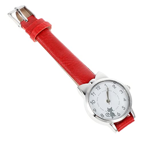 Veemoon Kätzchenfigur Quarzuhr Damenuhren Uhr Für Frauen Armbanduhr Mädchenuhr Klassische Armbanduhr Armbanduhr Elegante Designuhr Freizeituhr Legierung Rot von Veemoon