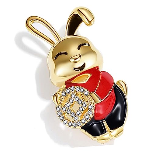 Veemoon Häschen-kragennadel Aus Kupfer Und Schmuckstein Für Damen Tierbrosche Als Ostergeschenk Für Frauen Praktische Broschennadel Zum Anstecken Kleidung von Veemoon