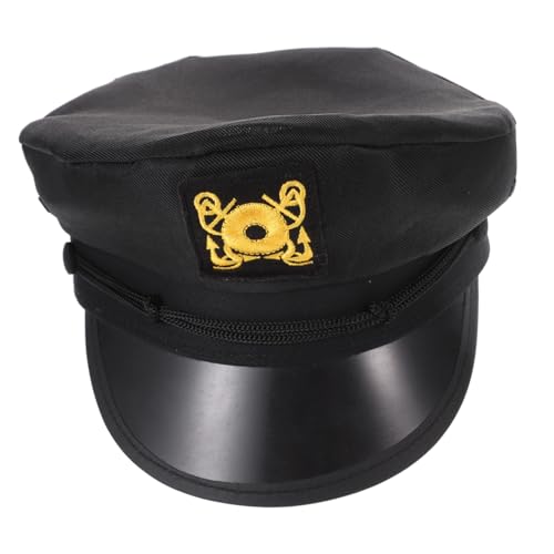 Veemoon Fashion Peaked Captain Hat Für Und Nautisches Cosplay-accessoire Für Partys Und Bootsfahrten Stilvolle Schwarze Matrosenmütze Mit Verarbeitung von Veemoon