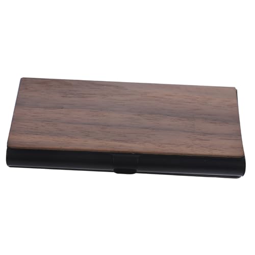 Veemoon Kartenbox aus Schwarzem Walnussholz Eleganter Visitenkartenhalter mit Großer Kapazität für Büro und Reisen Langlebig und Kratzfest für Karten von Veemoon