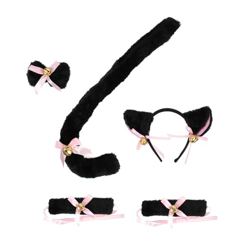 Veemoon Katzenohren Und Kostümset Mit Haarreif Und Glocke Für Cosplay Halloween Und Festivals Charmante Tierverkleidung Für von Veemoon