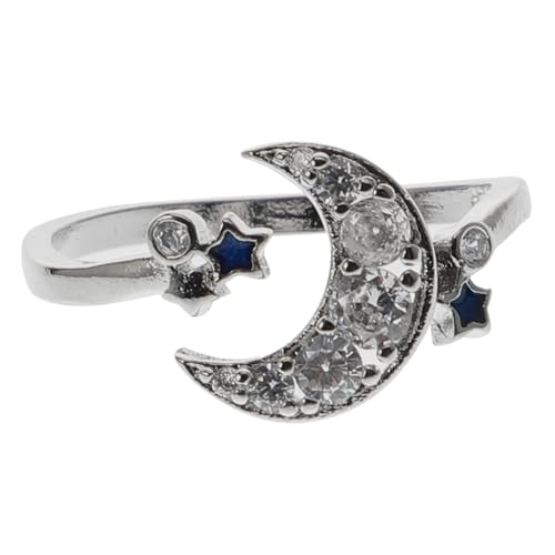 Veemoon Einstellbarer Katzenring Legierung mit Mond Design für Frauen Niedlicher Offener Fingerring Modischer Schmuck für Mädchen von Veemoon