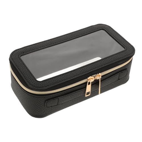 Veemoon Klar PVC Kosmetiktasche Wasserdichtes Tragbares Reise-Make-up-Organizer Für Frauen Und Männer Für Und Toilettenartikel Kleine Schwarze Ausführung Litchi-textur von Veemoon